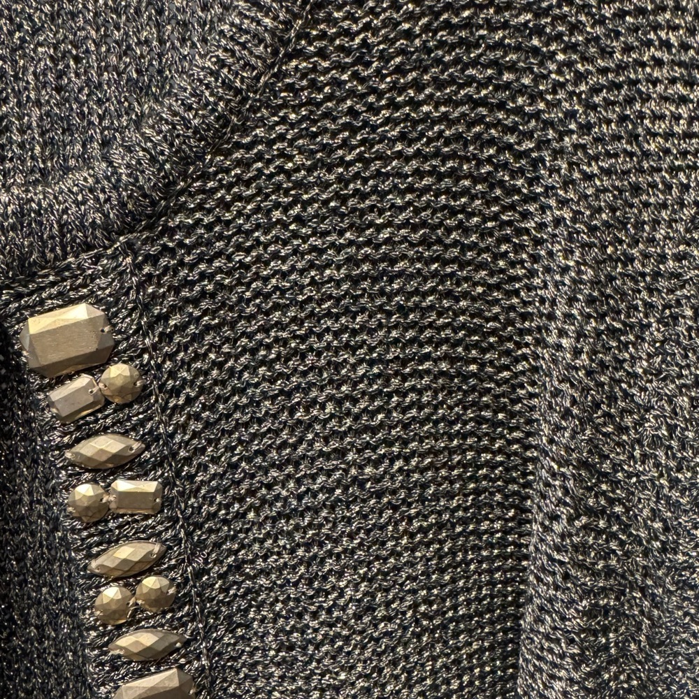 Ruby Rd. Shimmering‎ Gray Cardigan with Gold Accents - Picture 11 of 16